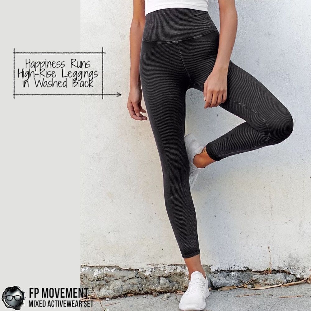 FP MOVEMENT HAPPINESS RUNS SQUARE NECK BRA + LONG TANK + HIGH RISE LEGGING BLACK - Picture 9 of 12